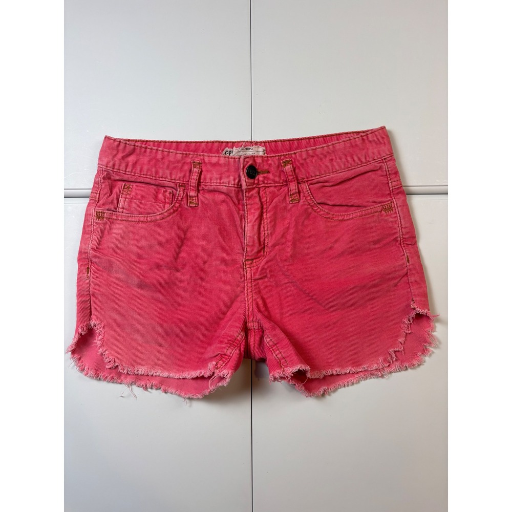 Free People Y2K Corduroy Shorts Women 27 Pink Raw Hem Cut Off Stretch Mini Boho